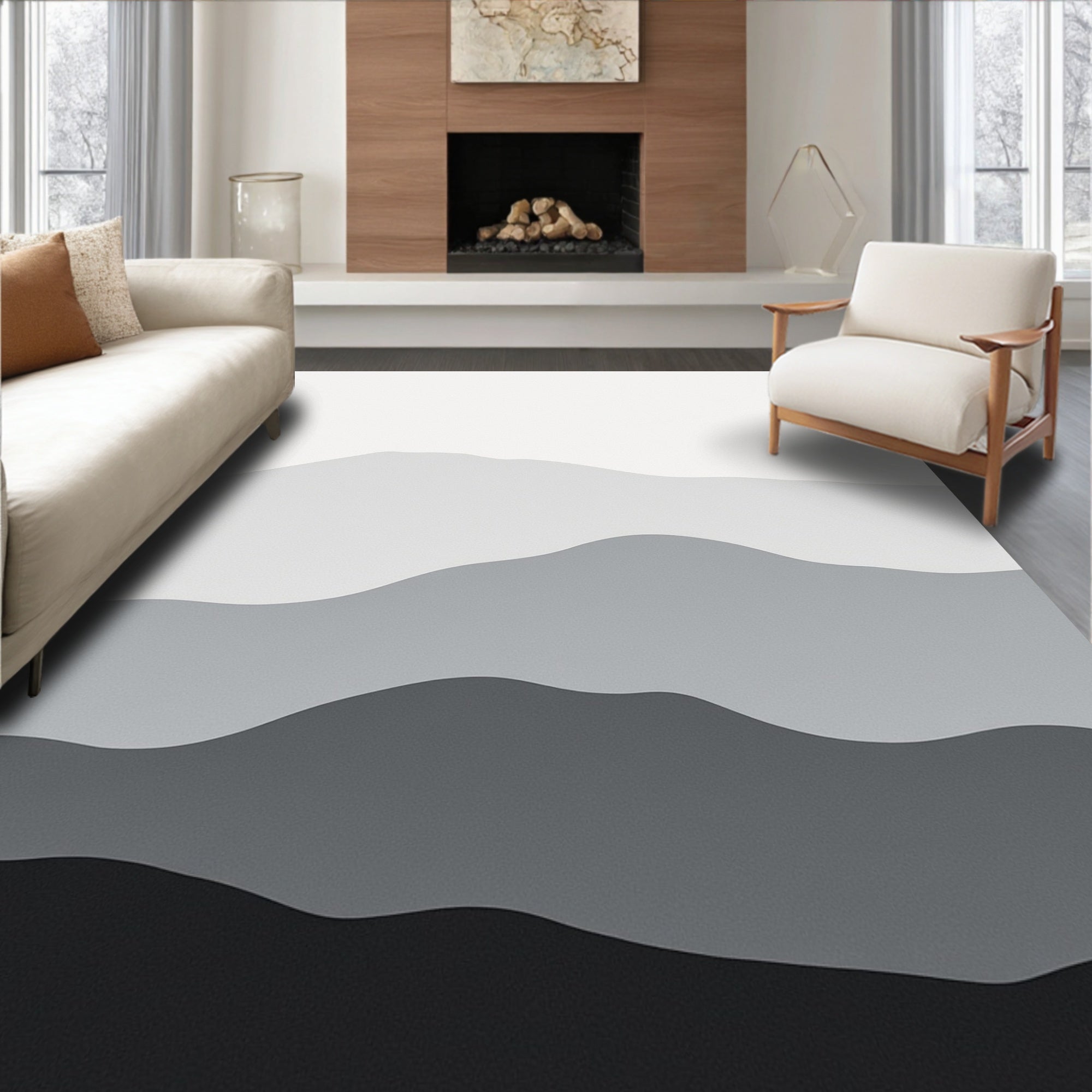Minimalist Abstract Mountain Layers Rug