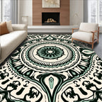Intricate Teal Floral Mandala Design Rug
