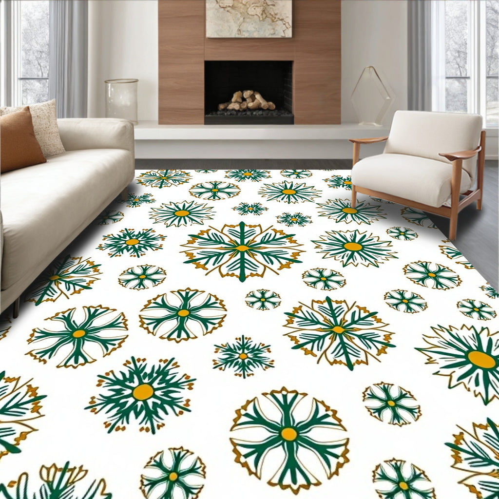 Green Golden Mandala Medallion Collection Rug