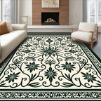 Classic Floral Vines Border Design Rug