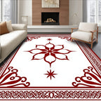 Crimson Floral Mandala Pattern Rug