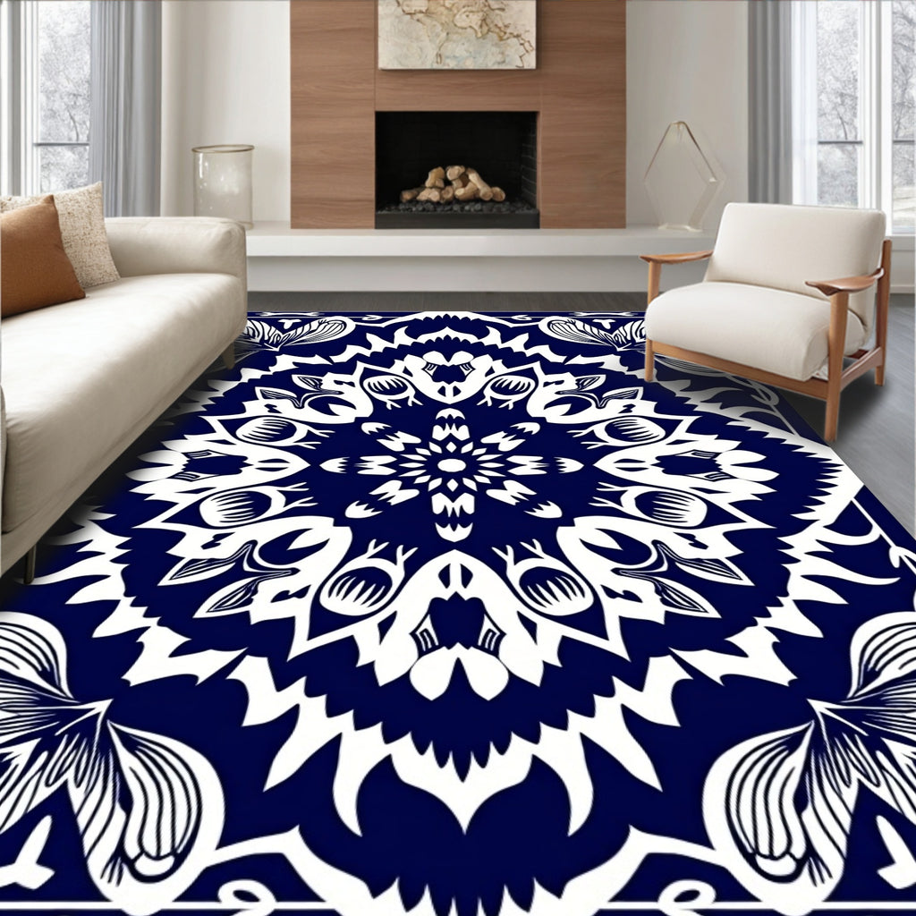 Bold Floral Mandala Design Rug