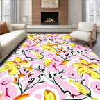 Abstract Yellow Flower Pattern Rug