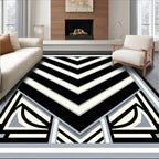 Bold Black White Chevron Design Rug