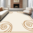 Elegant Cream Swirl Pattern Rug