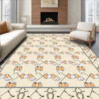 Abstract Geometric Orange Beige Design Rug
