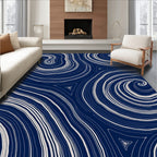Deep Blue Swirl Abstract Rug