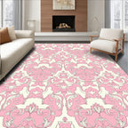 Pink Floral Swirl Repeat Pattern Rug