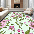 Delicate Pink Floral Vine Pattern Rug