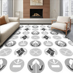 Monochrome Circular Emblem Pattern Rug