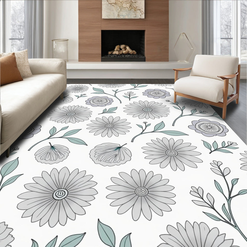 Delicate Floral Pattern with Sage Accents Rug