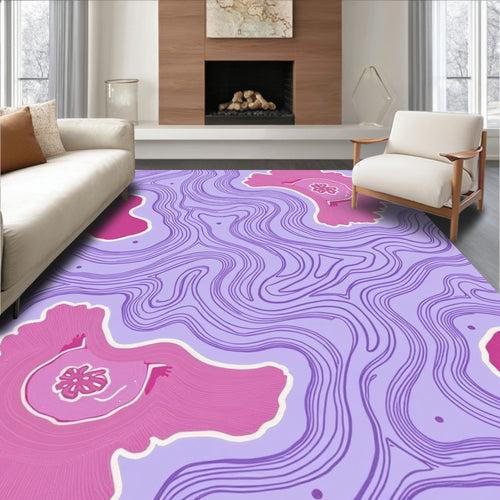 Abstract Floral Flowing Lines Rug
