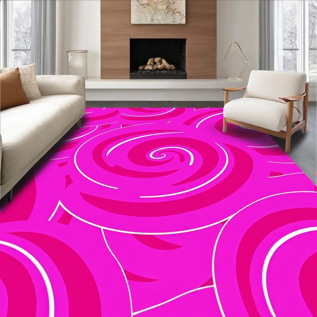 Vibrant Pink Swirl Pattern Rug