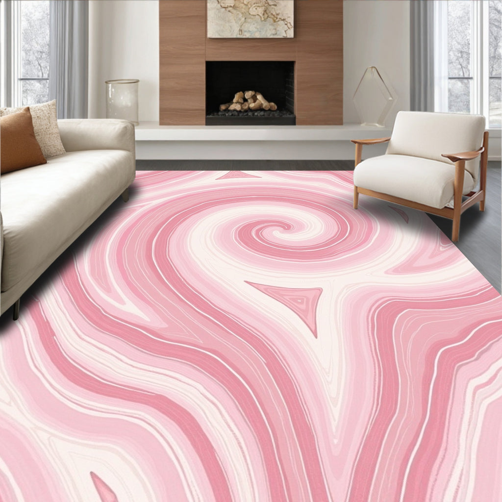 Pink Swirl Agate Pattern Rug
