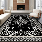 Classic Black White Ornamental Rug