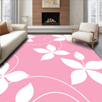 Delicate White Floral Swirl Pattern Rug