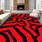 Bold Red Black Abstract Pattern Rug