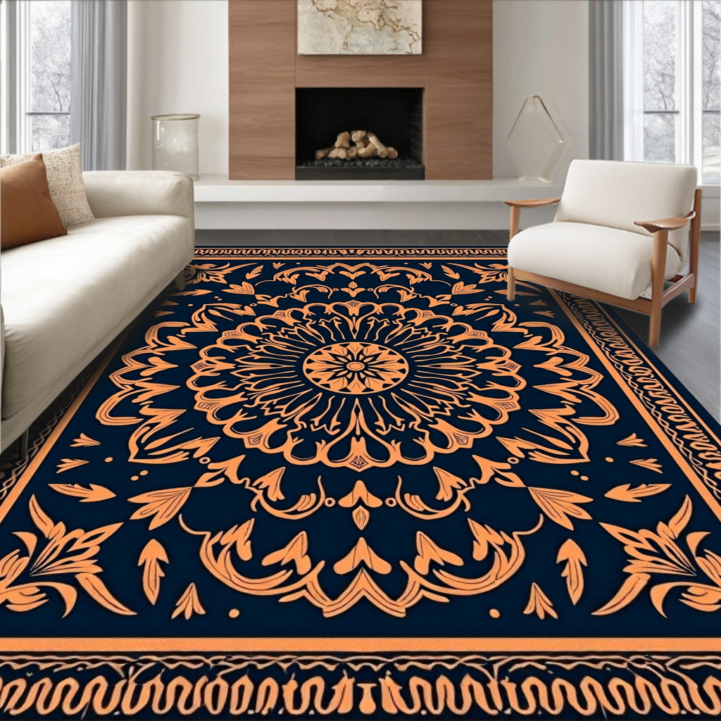 Ornate Floral Mandala Pattern Rug