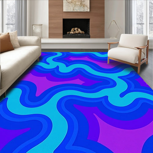 Abstract Groovy Wave Pattern Rug