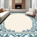 Classic Teal Vine Scroll Border Design Rug