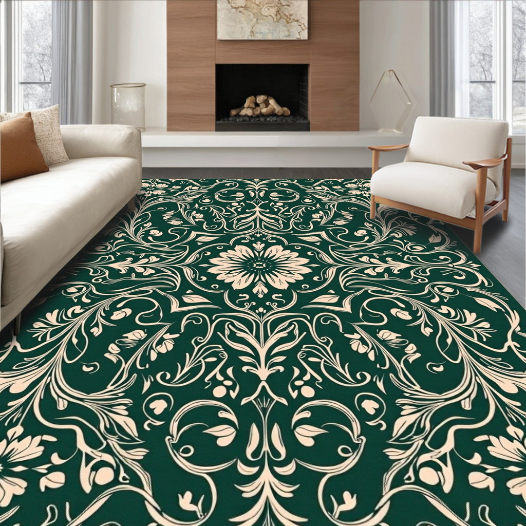 Art Nouveau Floral Swirls Pattern Rug