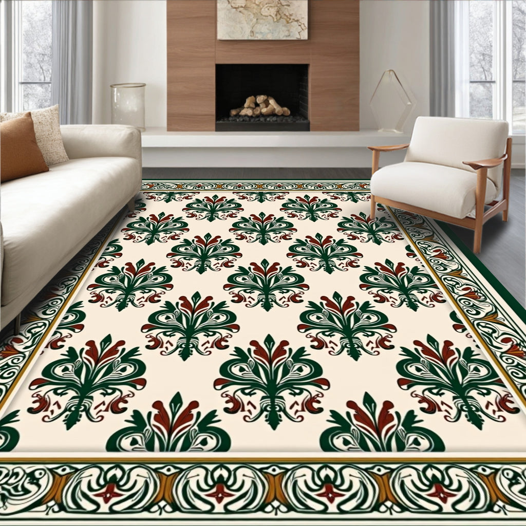 Ornate Floral Damask Pattern Rug