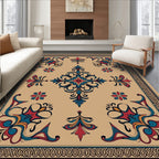 Rich Blue Red Floral Medallion Design Rug