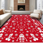 Whimsical Skeleton Snow Flake Red Rug