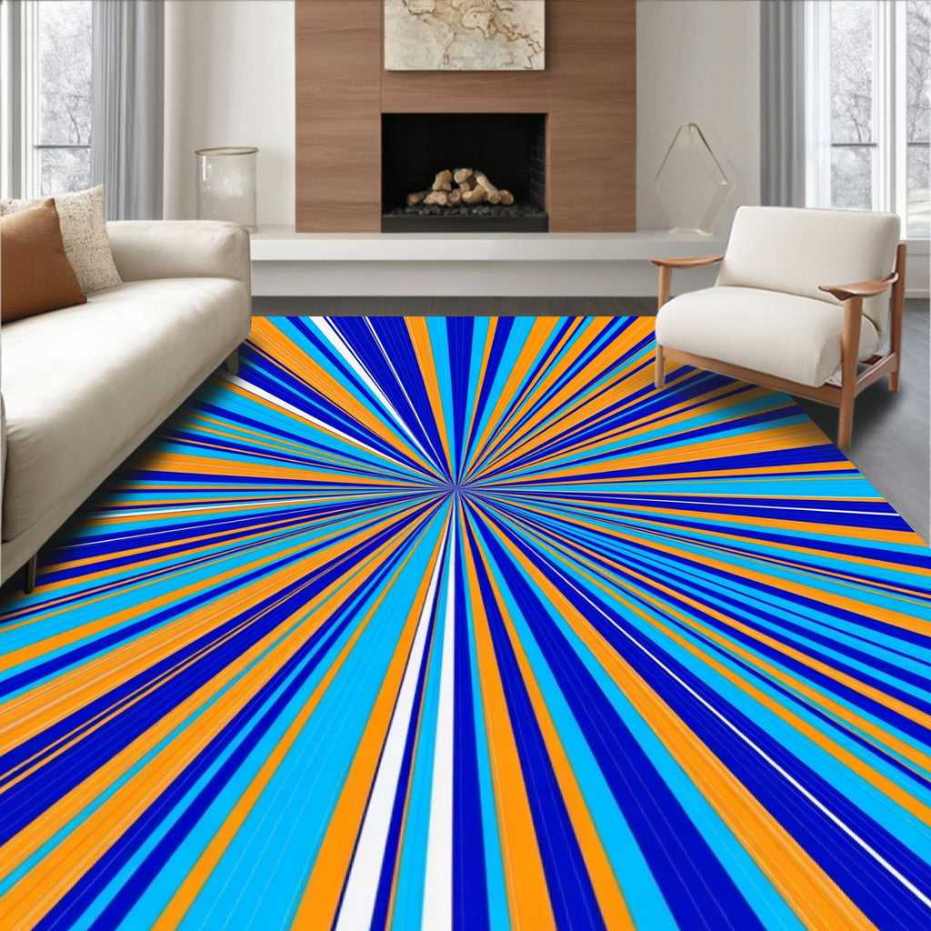 Starburst Pattern Radial Line Design Rug