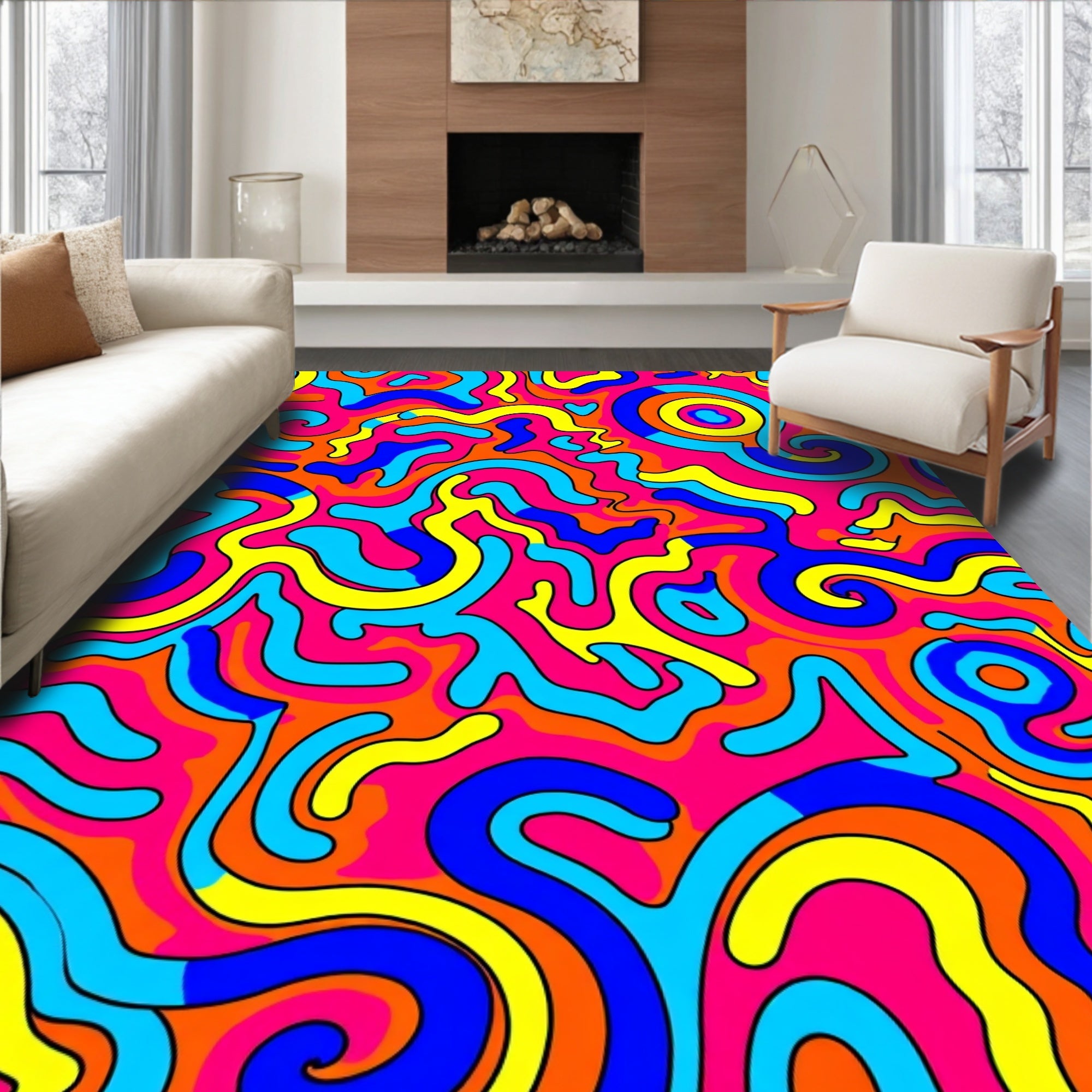 Bold Swirl Abstract Pattern Rug