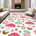 Whimsical Mushroom Flower Pattern Rug