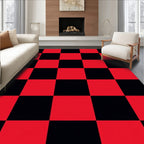 Bold Red Black Checkerboard Squares Rug