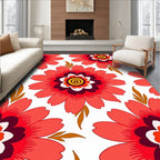Vibrant Coral Bloom Pattern Design Rug