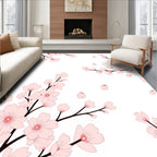 Pink Cherry Blossom Branch Pattern Rug