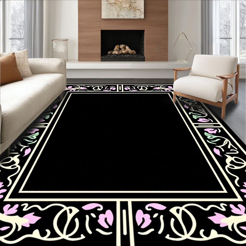 Floral Vine Border Design Rug