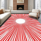 Radiant Sunburst Red And White Pattern Rug