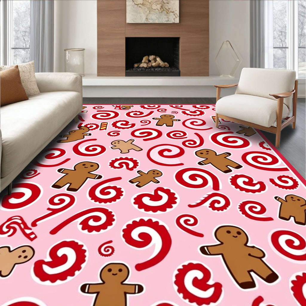 Pink Gingerbread Swirl Candy Cane Charm Rug