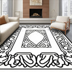 Ornate Heart Scroll Border Design Rug