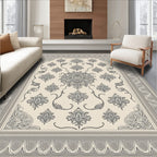 Ornate Floral Scrollwork Detailed Frame Rug