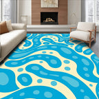 Abstract Blue Fluid Blob Ripples Rug