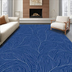 Deep Blue Branching Organic Lines Rug