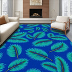 Teal Feather Pattern Rug