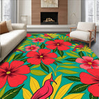 Tropical Bird Blossom Pattern Rug