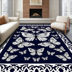 Monarch Butterfly Patterned Border Design Rug