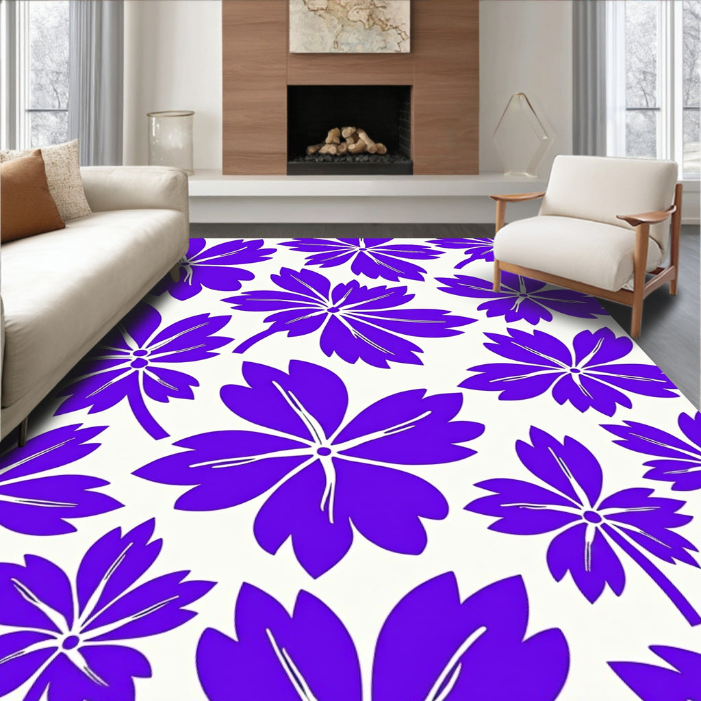 Vibrant Purple Floral Pattern Rug