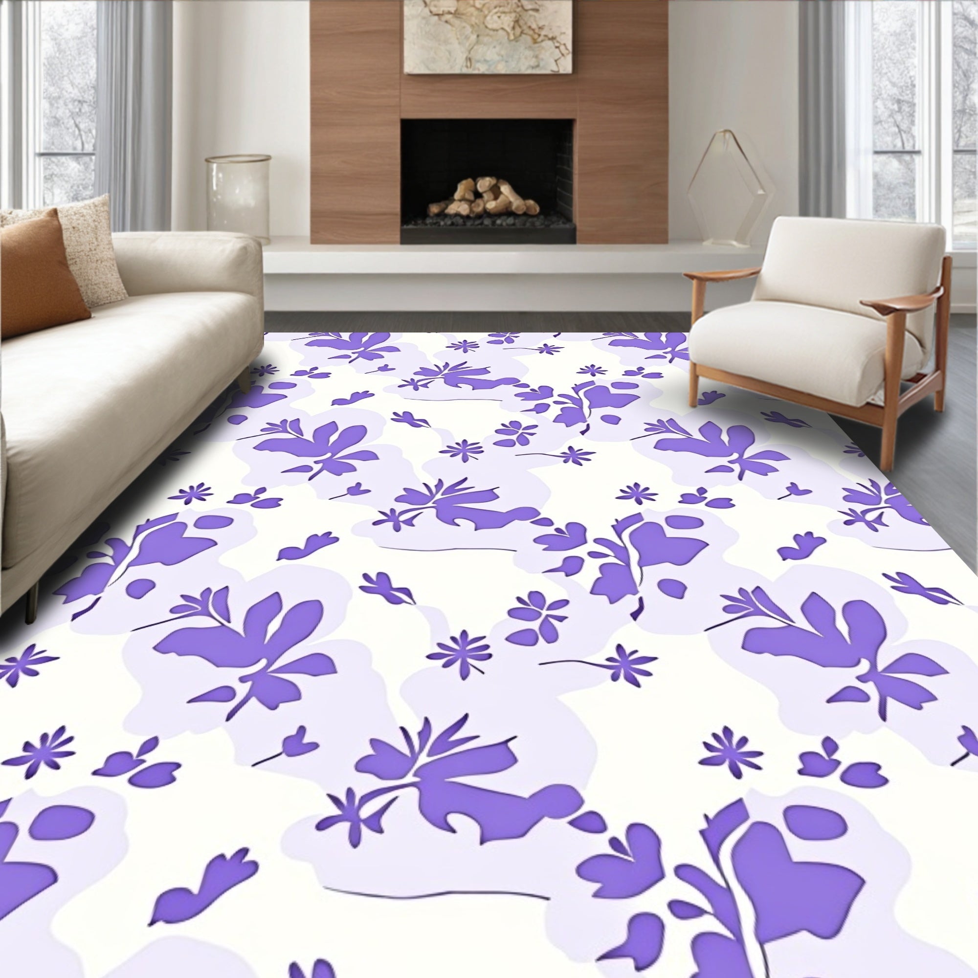 Lila Floral Cutout Pattern Rug