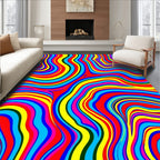 Vibrant Wavy Color Field Stripe Rug
