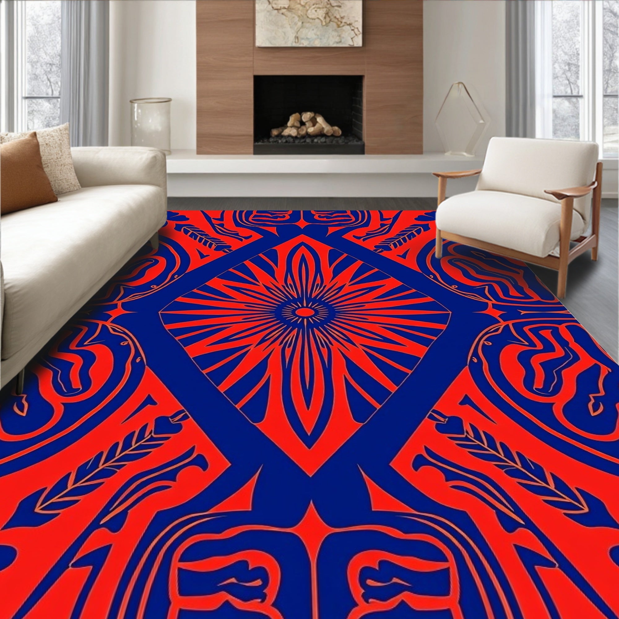 Bold Abstract Geometric Symmetry Rug