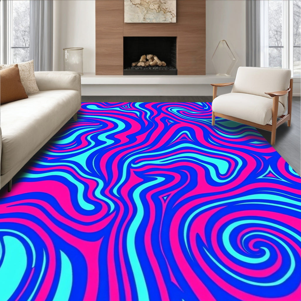 Vivid Swirl Psychedelic Pattern Rug