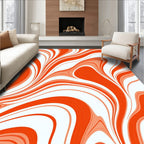 Orange Curving Stripe Abstract Rug